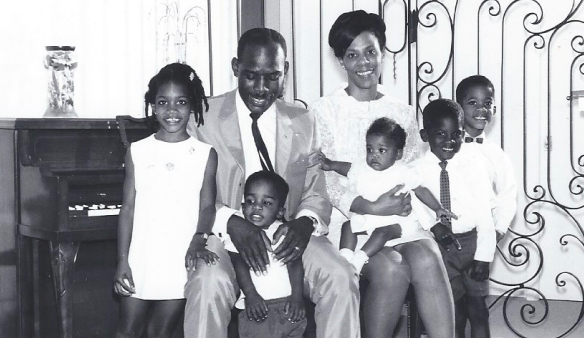 black family portrait at home