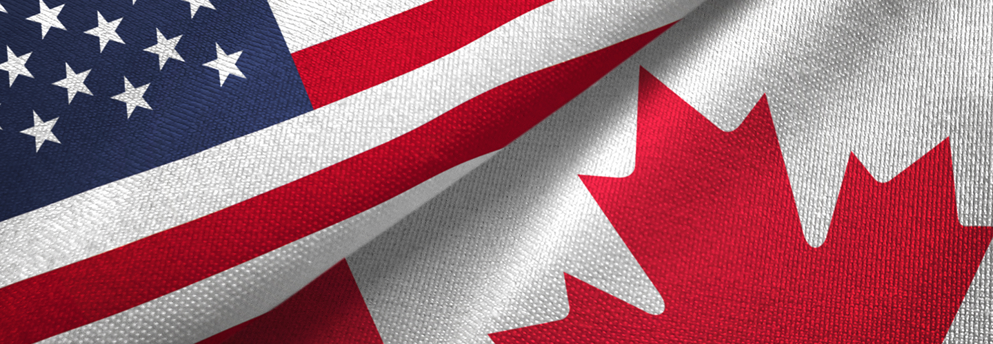 flags of Canada and U.S.