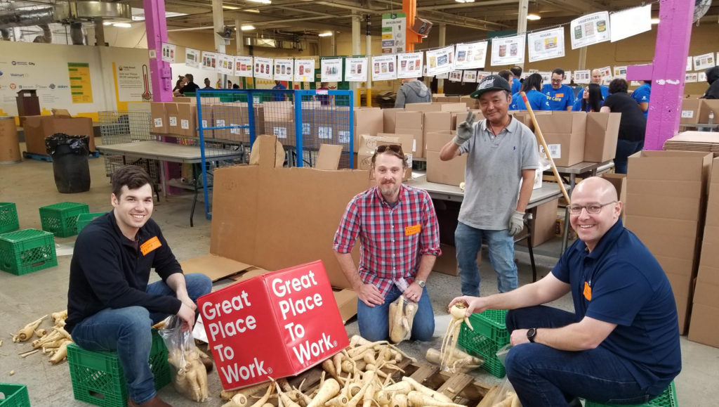 Members of our firm sorted turnips at the Toronto Daily Bread Food Bank.