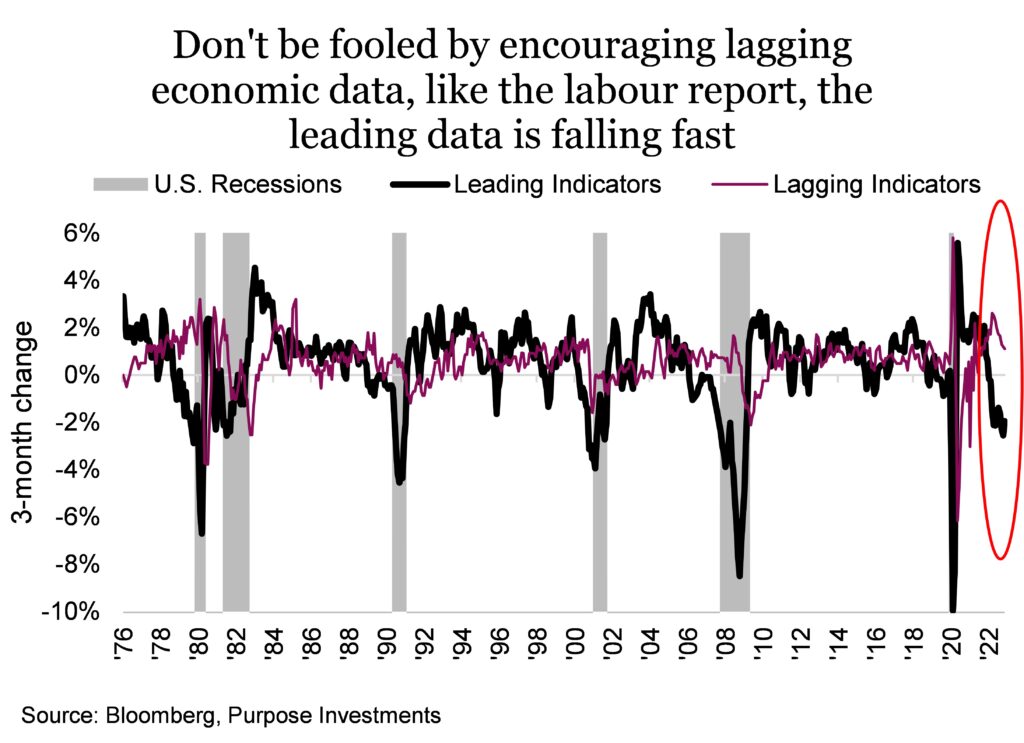 Don't be fooled by encouraging lagging economic data, like the labour report, the leading data is falling fast