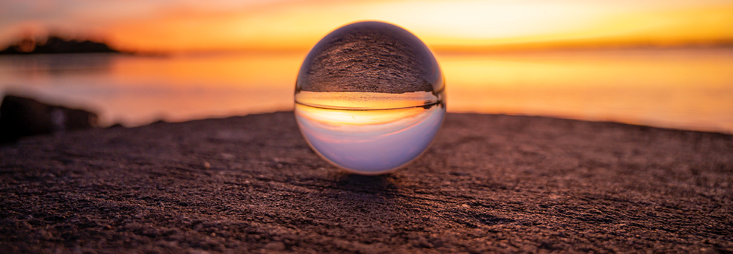 Crystal ball with the horizon in the background
