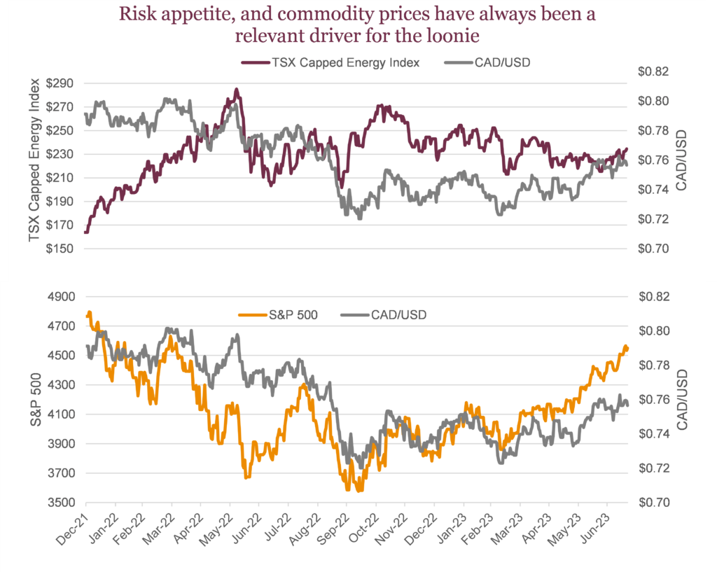 Risk appetite, and commodity prices have always been a relevant driver for the loonie