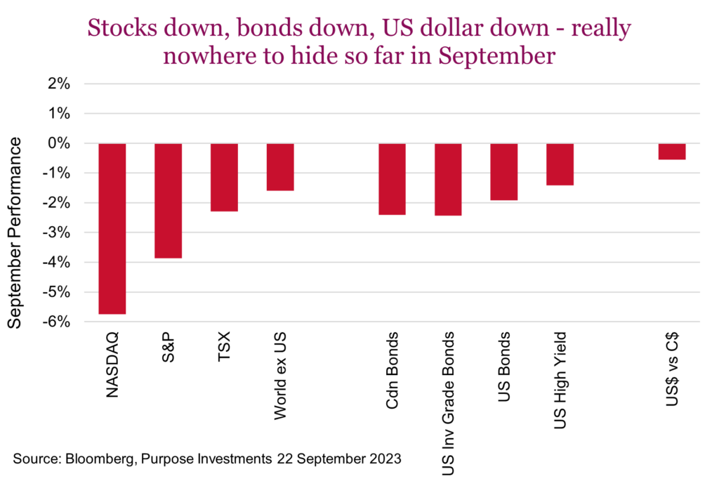 Stocks down, bonds down, US dollar down - really nowhere to hide so far in September