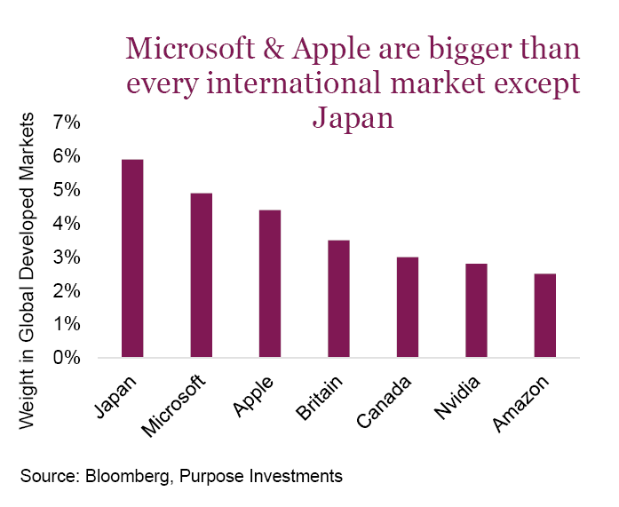 Bar graph: Microsoft & Apple are bigger than every international market except Japan
