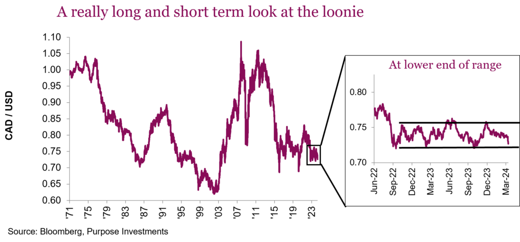 A really long and short term look at the loonie
