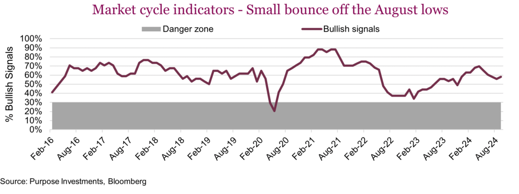 Market cycle indicators - Small bounce off the August lows