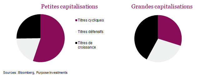 Petites capitalisations. Grandes capitalisations. 