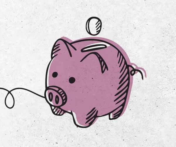 Piggy bank with a winding path symbolizing the start of a money journey