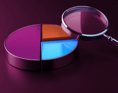Pie chart under magnifying glass, an in-depth analysis of financial data
