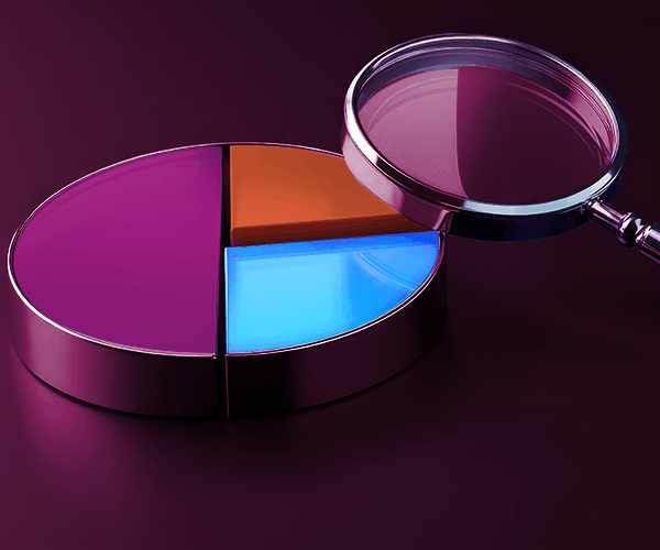 Pie chart under magnifying glass, an in-depth analysis of financial data