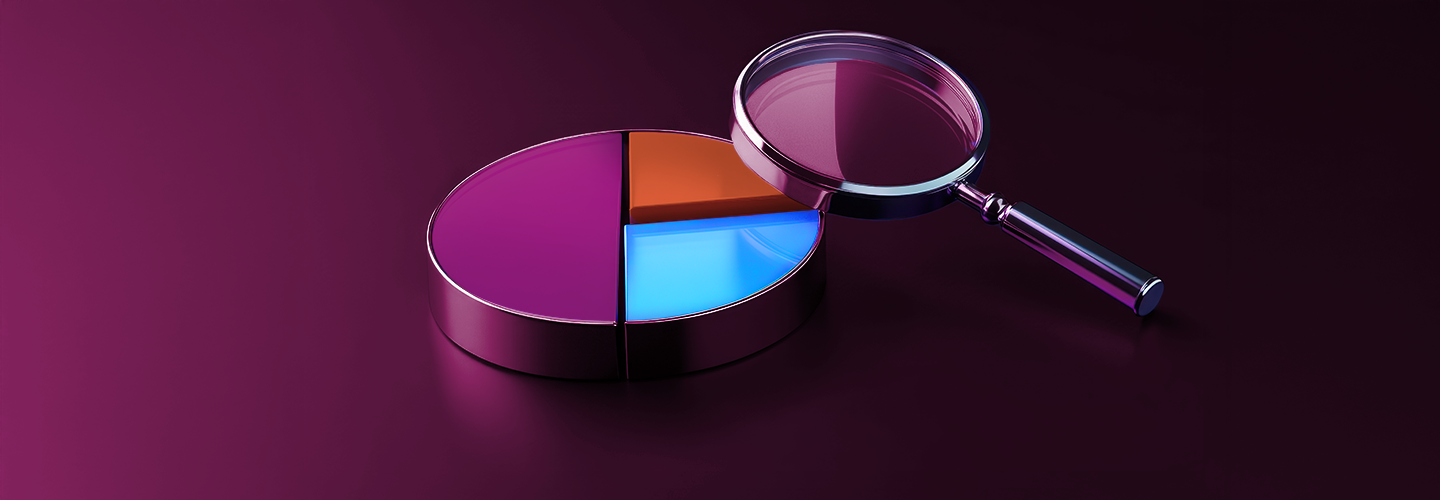 Pie chart under magnifying glass, an in-depth analysis of financial data