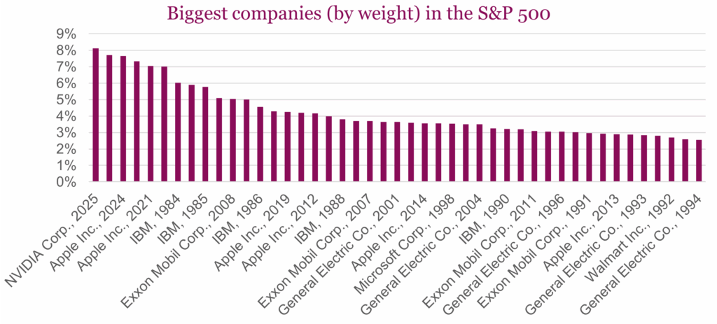 Biggest companies (by weight) in the S&P 500