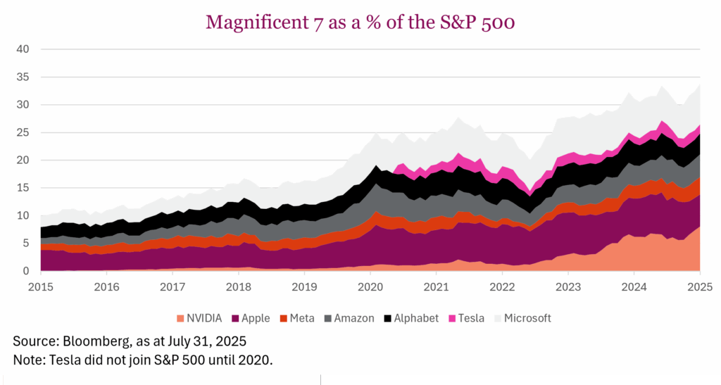 Magnificent 7 as a % of the S&P 500