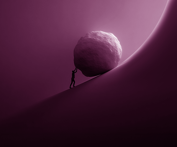 pushing a boulder up a curve