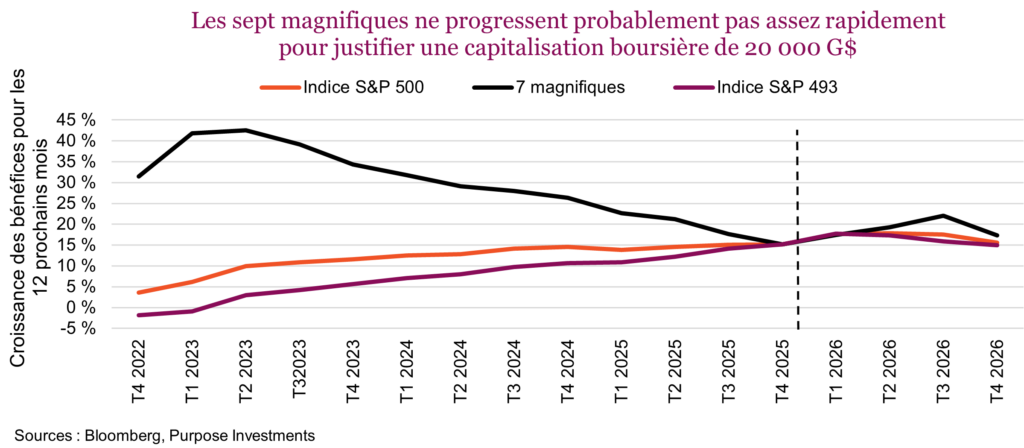 Les sept magnifiques ne progressent probablement pas assez rapidement pour justifier une capitalisation boursière de 20 000 G$