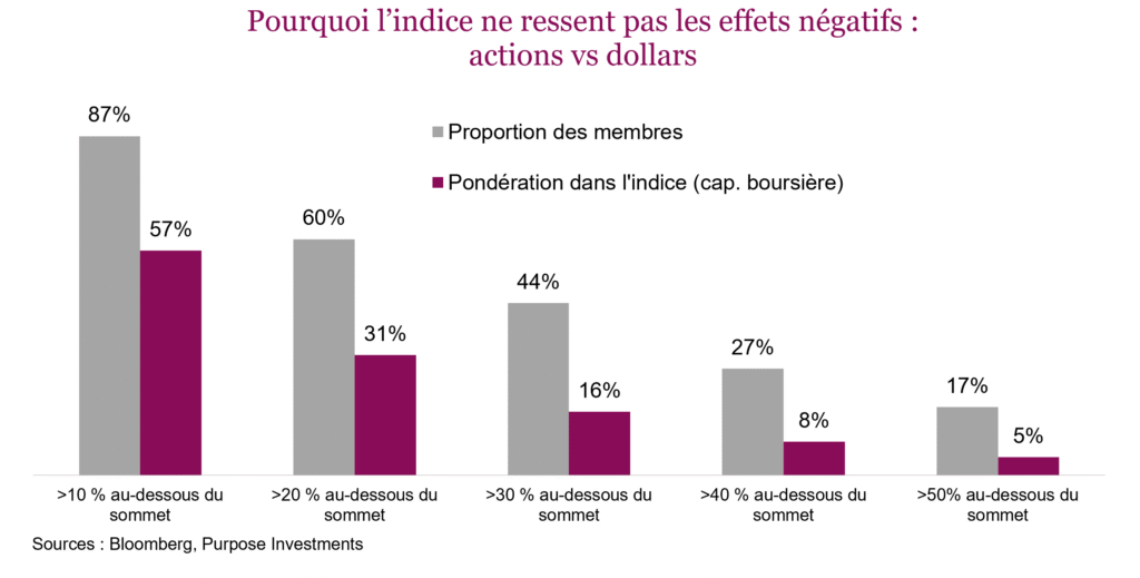 Pourquoi l’indice ne ressent pas les effets négatifs : actions vs dollars